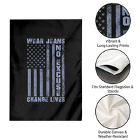 Denim Day Awareness Garden Flag Wear Jeans No Excuse Change Lives Vintage American Flag
