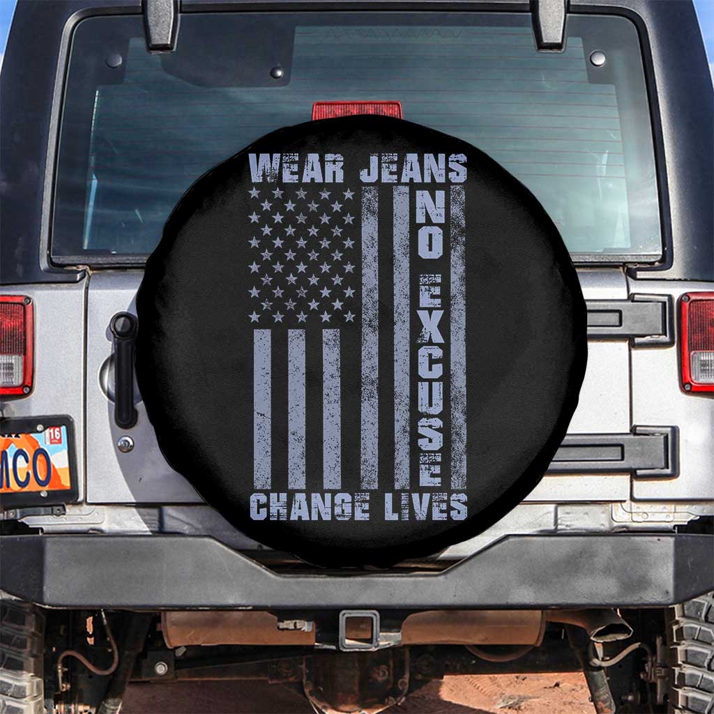 Denim Day Awareness Spare Tire Cover Wear Jeans No Excuse Change Lives Vintage American Flag