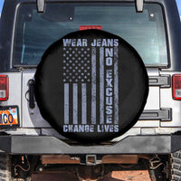 Denim Day Awareness Spare Tire Cover Wear Jeans No Excuse Change Lives Vintage American Flag