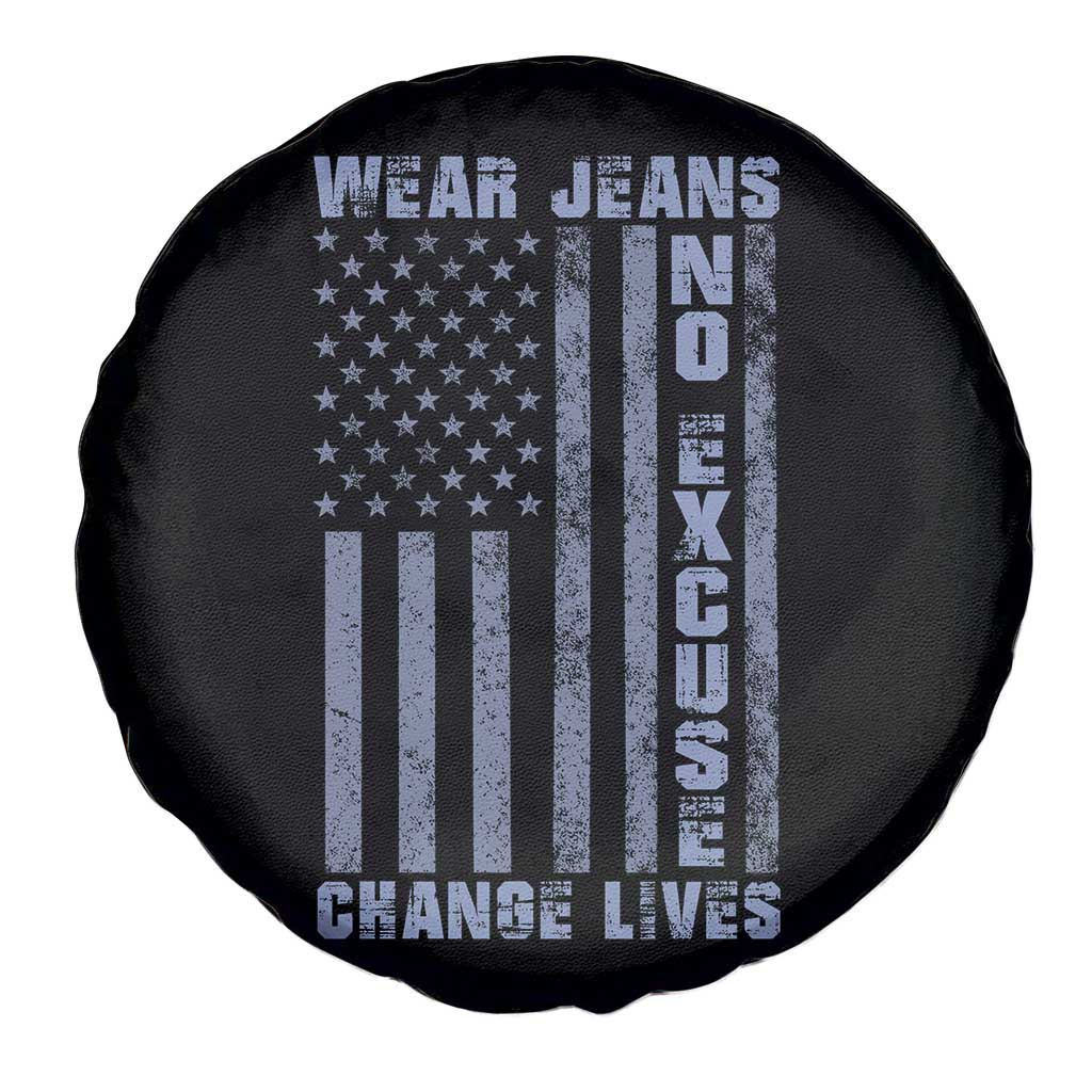 Denim Day Awareness Spare Tire Cover Wear Jeans No Excuse Change Lives Vintage American Flag