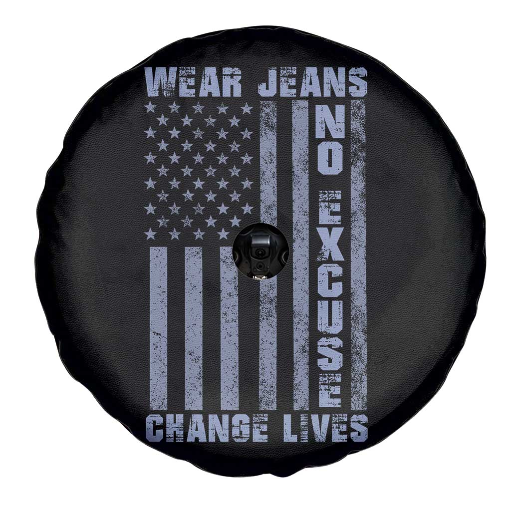 Denim Day Awareness Spare Tire Cover Wear Jeans No Excuse Change Lives Vintage American Flag