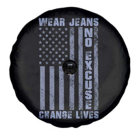 Denim Day Awareness Spare Tire Cover Wear Jeans No Excuse Change Lives Vintage American Flag