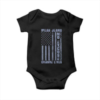 Denim Day Awareness Baby Onesie Wear Jeans No Excuse Change Lives Vintage American Flag