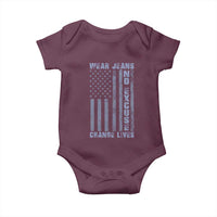Denim Day Awareness Baby Onesie Wear Jeans No Excuse Change Lives Vintage American Flag