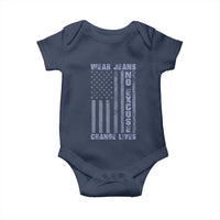 Denim Day Awareness Baby Onesie Wear Jeans No Excuse Change Lives Vintage American Flag