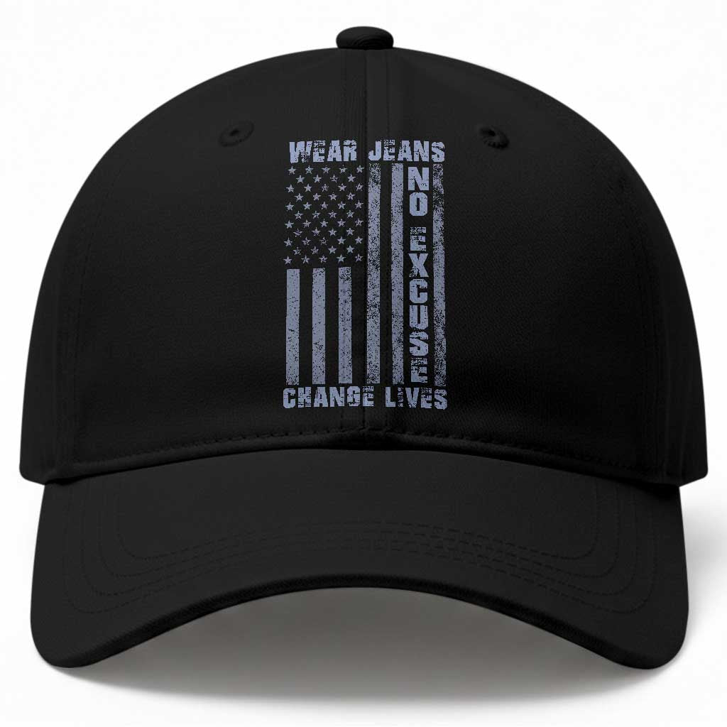 Denim Day Awareness Baseball Cap Wear Jeans No Excuse Change Lives Vintage American Flag