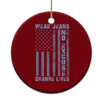 Denim Day Awareness Ceramic Ornament Wear Jeans No Excuse Change Lives Vintage American Flag