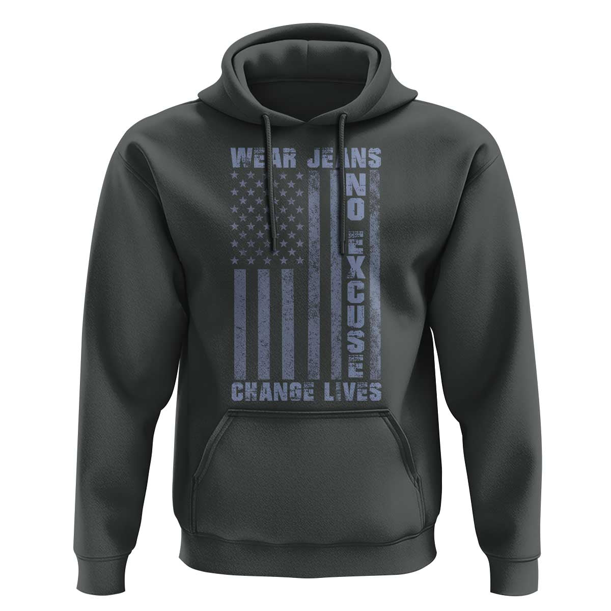 Denim Day Awareness Hoodie Wear Jeans No Excuse Change Lives Vintage American Flag