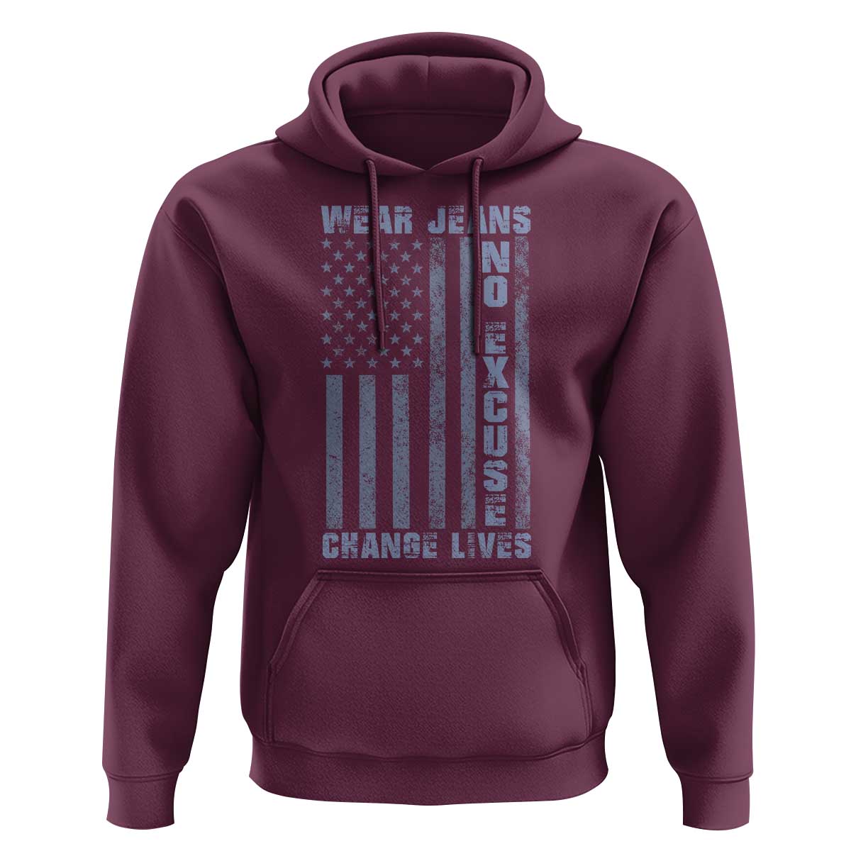 Denim Day Awareness Hoodie Wear Jeans No Excuse Change Lives Vintage American Flag