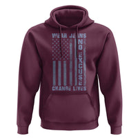 Denim Day Awareness Hoodie Wear Jeans No Excuse Change Lives Vintage American Flag