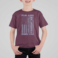 Denim Day Awareness T Shirt For Kid Wear Jeans No Excuse Change Lives Vintage American Flag
