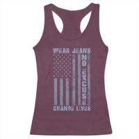 Denim Day Awareness Racerback Tank Top Wear Jeans No Excuse Change Lives Vintage American Flag