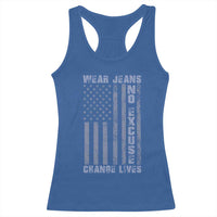 Denim Day Awareness Racerback Tank Top Wear Jeans No Excuse Change Lives Vintage American Flag
