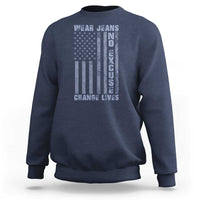 Denim Day Awareness Sweatshirt Wear Jeans No Excuse Change Lives Vintage American Flag