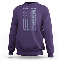 Denim Day Awareness Sweatshirt Wear Jeans No Excuse Change Lives Vintage American Flag