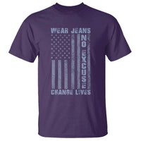 Denim Day Awareness T Shirt Wear Jeans No Excuse Change Lives Vintage American Flag
