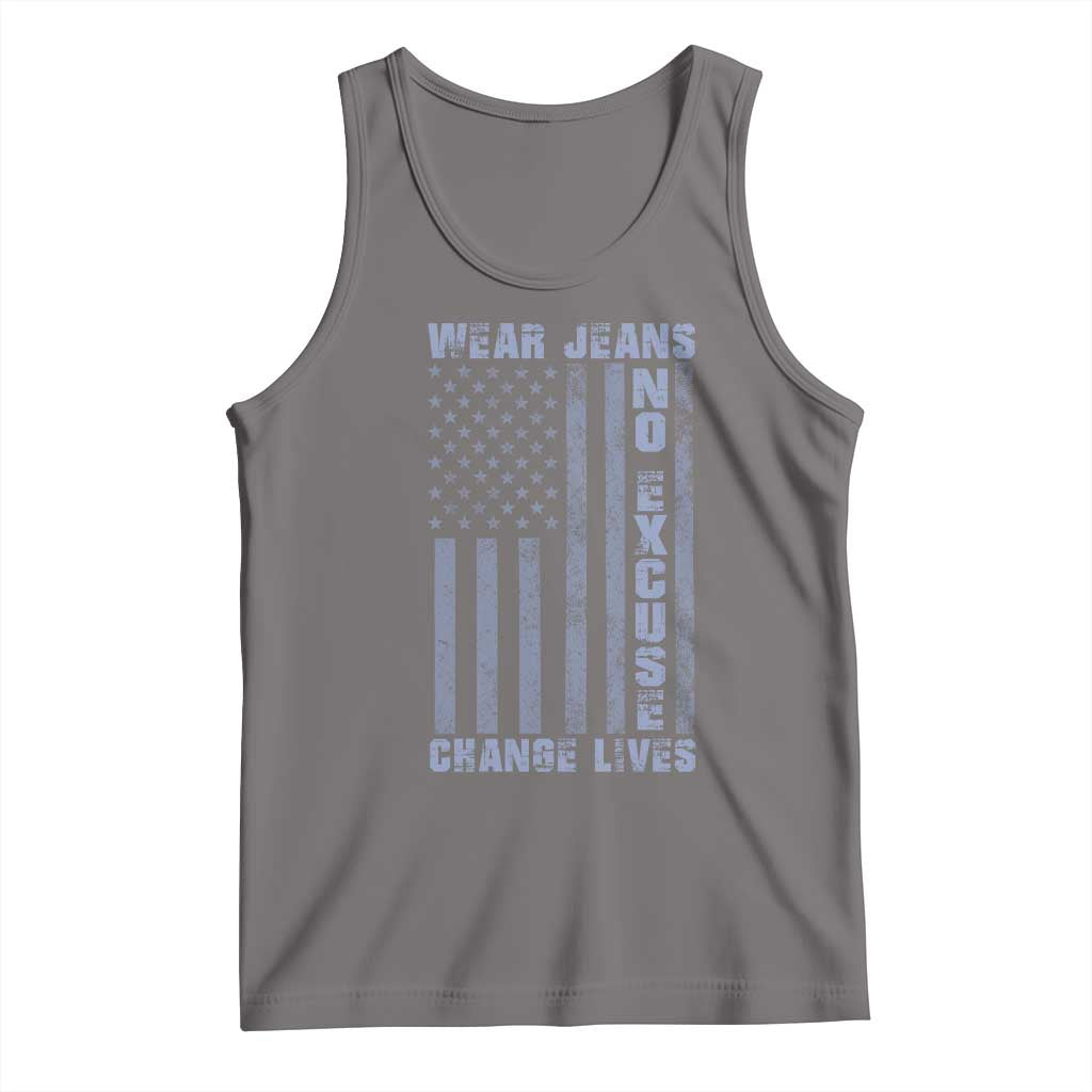Denim Day Awareness Tank Top Wear Jeans No Excuse Change Lives Vintage American Flag