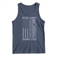 Denim Day Awareness Tank Top Wear Jeans No Excuse Change Lives Vintage American Flag
