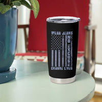 Denim Day Awareness Tumbler Cup Wear Jeans No Excuse Change Lives Vintage American Flag