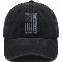 Denim Day Awareness Washed Cotton Baseball Cap Wear Jeans No Excuse Change Lives Vintage American Flag