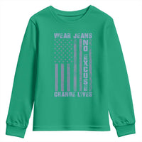 Denim Day Awareness Youth Sweatshirt Wear Jeans No Excuse Change Lives Vintage American Flag