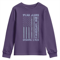 Denim Day Awareness Youth Sweatshirt Wear Jeans No Excuse Change Lives Vintage American Flag