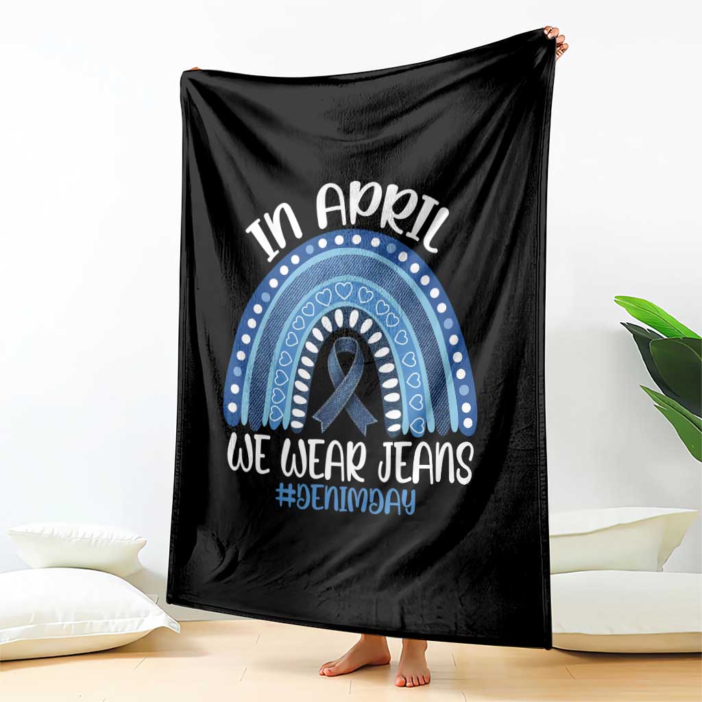 Denim Day Awareness Throw Blanket In April We Wear Jeans Rainbow