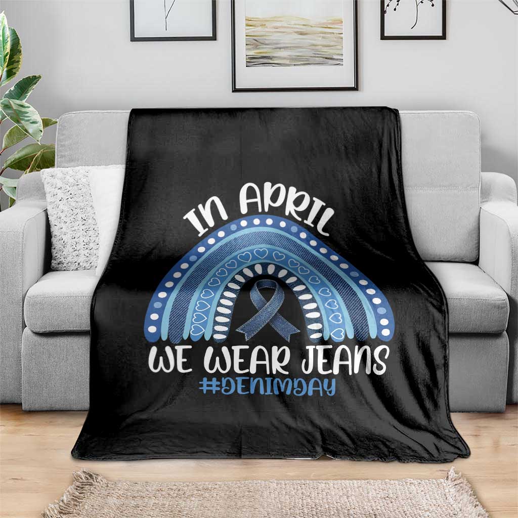 Denim Day Awareness Throw Blanket In April We Wear Jeans Rainbow