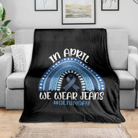 Denim Day Awareness Throw Blanket In April We Wear Jeans Rainbow