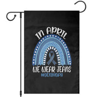 Denim Day Awareness Garden Flag In April We Wear Jeans Rainbow