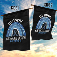 Denim Day Awareness Garden Flag In April We Wear Jeans Rainbow