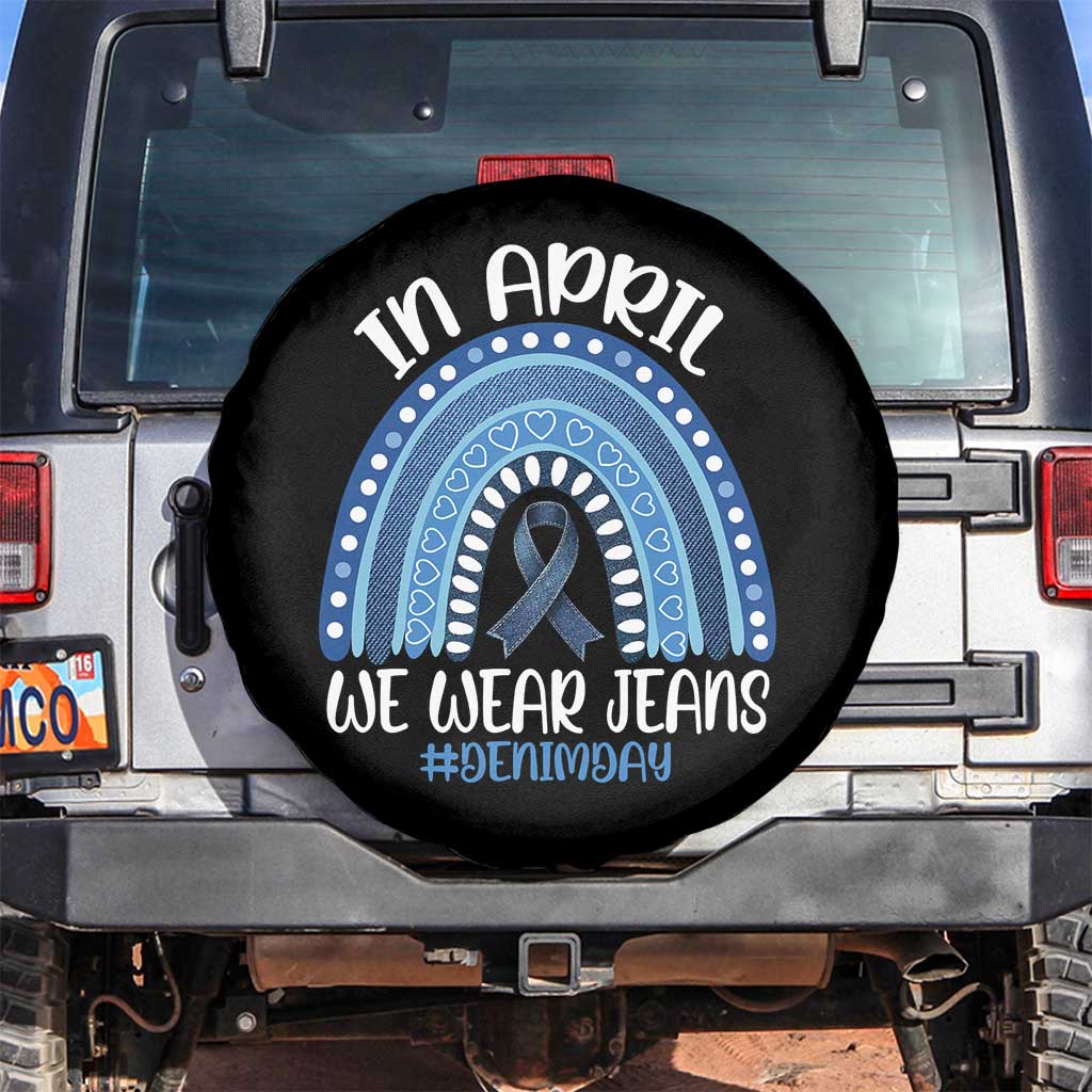 Denim Day Awareness Spare Tire Cover In April We Wear Jeans Rainbow