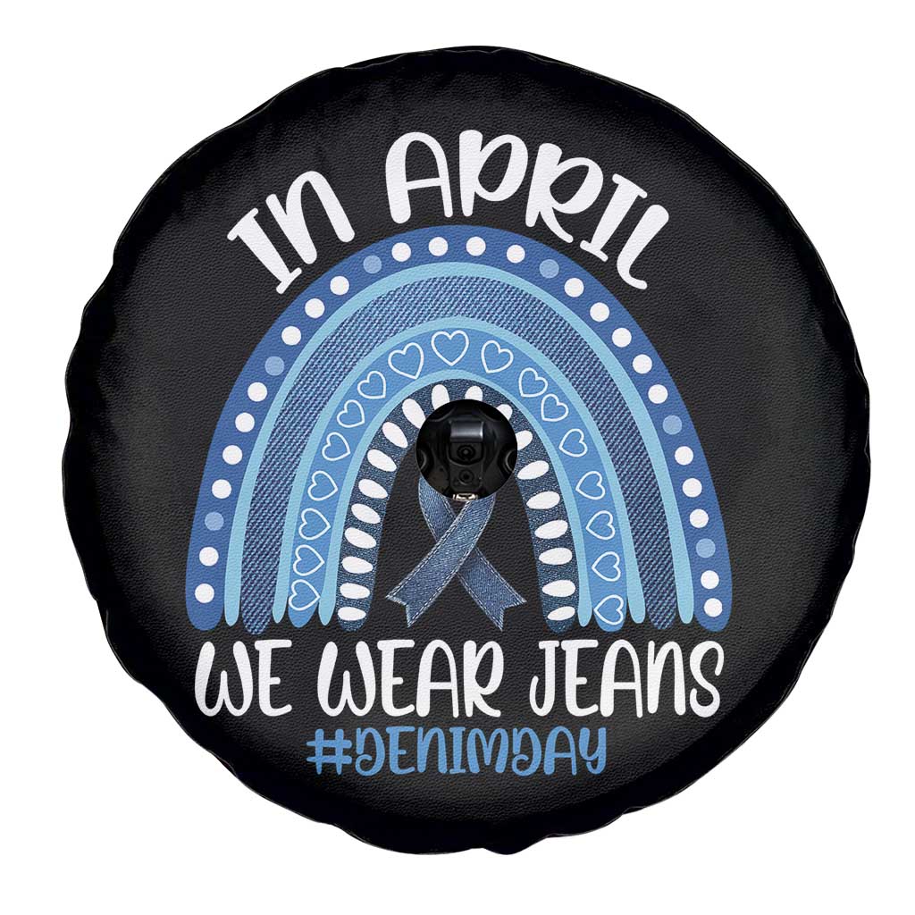 Denim Day Awareness Spare Tire Cover In April We Wear Jeans Rainbow