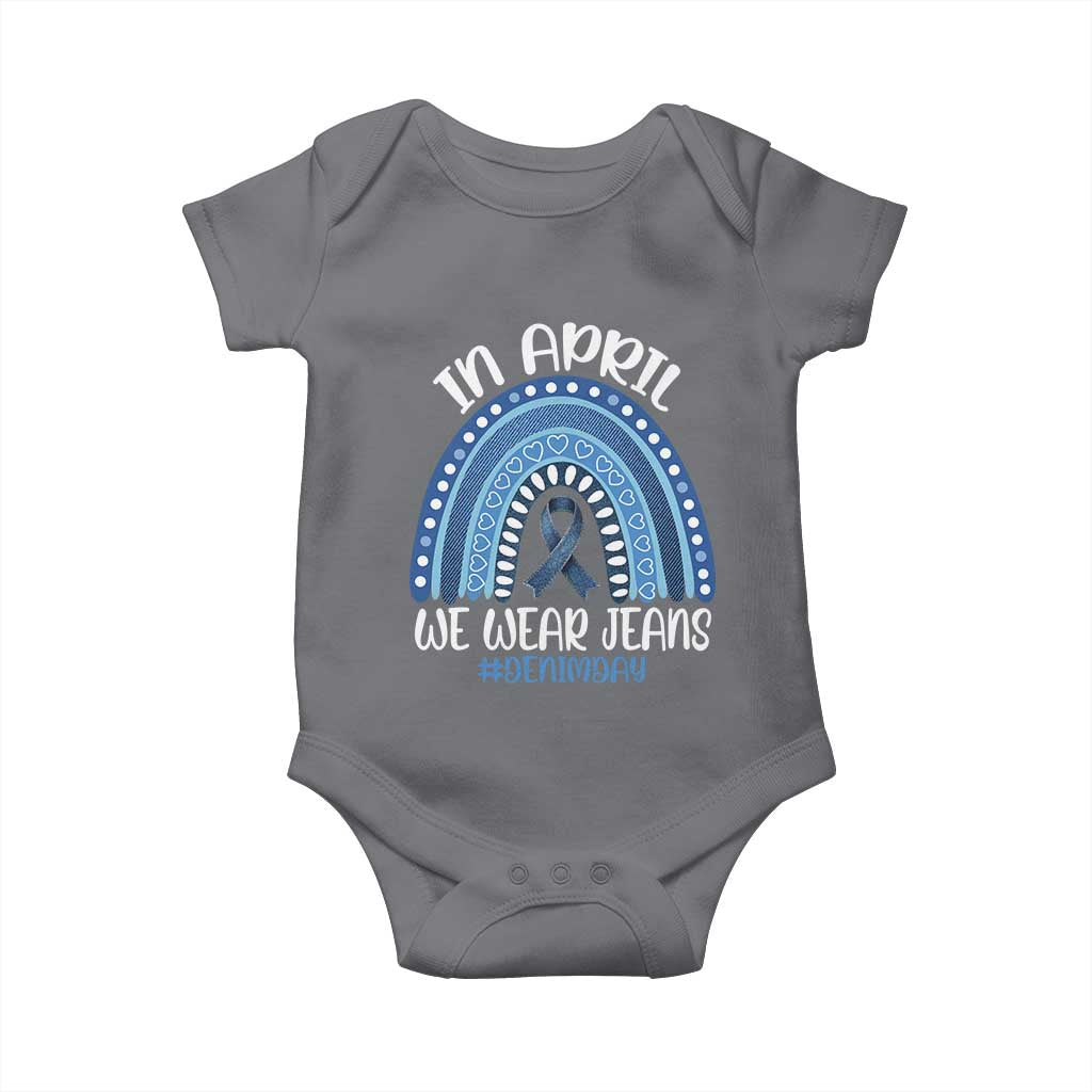 Denim Day Awareness Baby Onesie In April We Wear Jeans Rainbow
