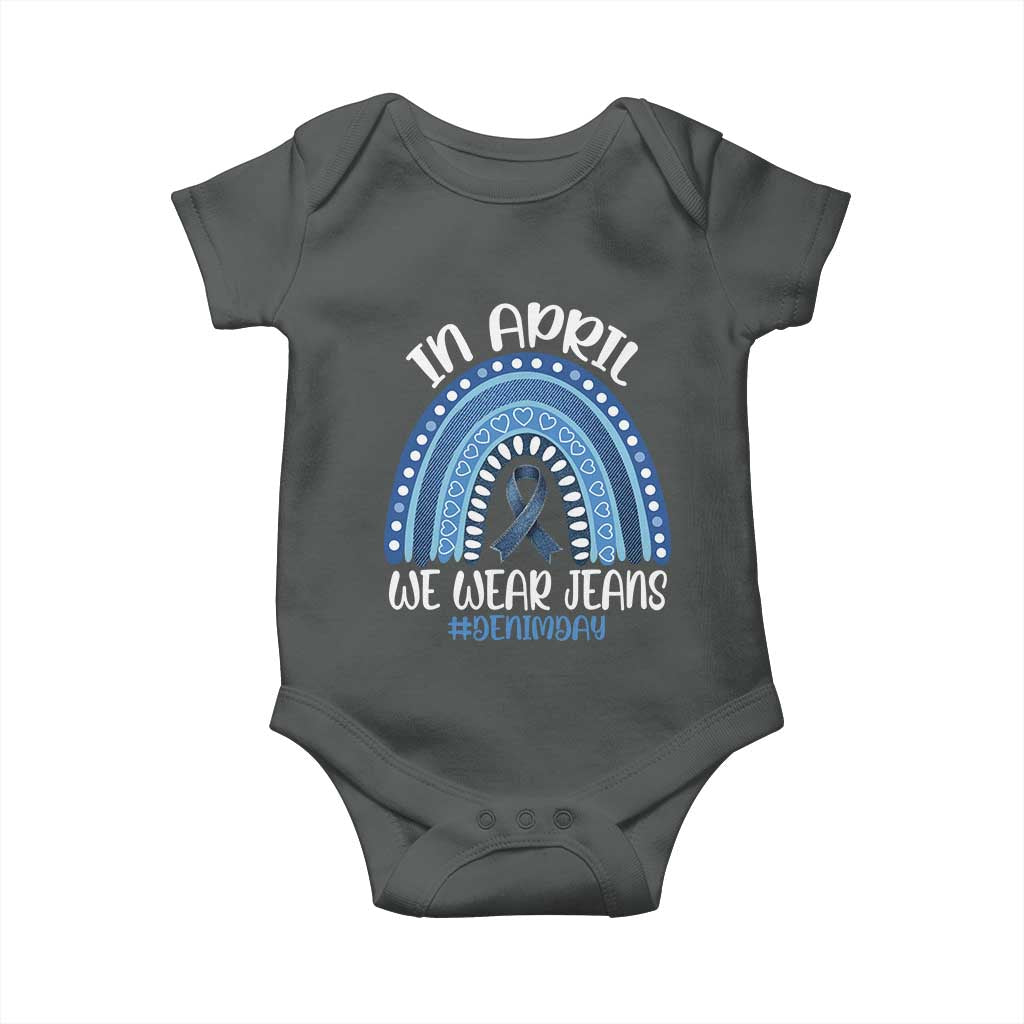 Denim Day Awareness Baby Onesie In April We Wear Jeans Rainbow