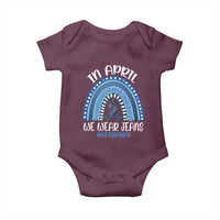 Denim Day Awareness Baby Onesie In April We Wear Jeans Rainbow