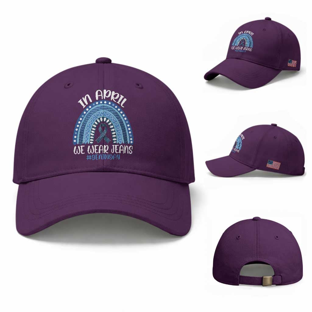Denim Day Awareness Baseball Cap In April We Wear Jeans Rainbow