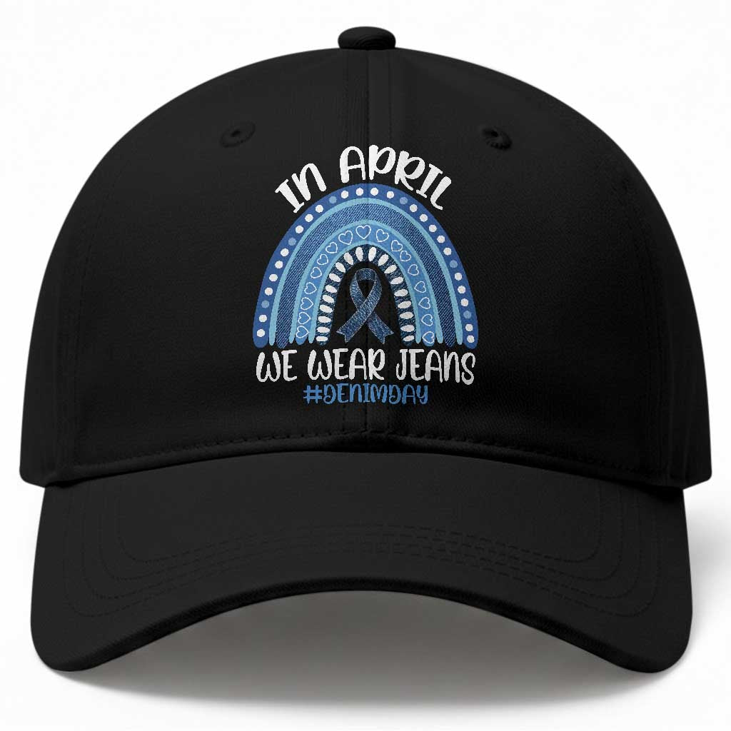 Denim Day Awareness Baseball Cap In April We Wear Jeans Rainbow
