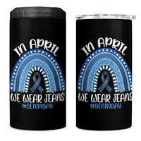 Denim Day Awareness 4 in 1 Can Cooler Tumbler In April We Wear Jeans Rainbow