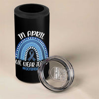 Denim Day Awareness 4 in 1 Can Cooler Tumbler In April We Wear Jeans Rainbow