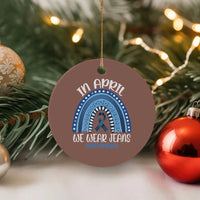 Denim Day Awareness Ceramic Ornament In April We Wear Jeans Rainbow