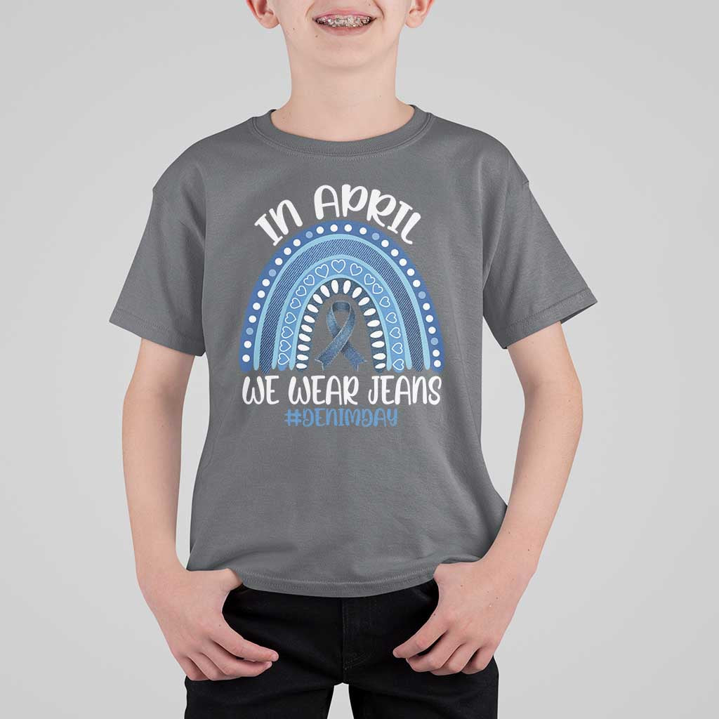 Denim Day Awareness T Shirt For Kid In April We Wear Jeans Rainbow