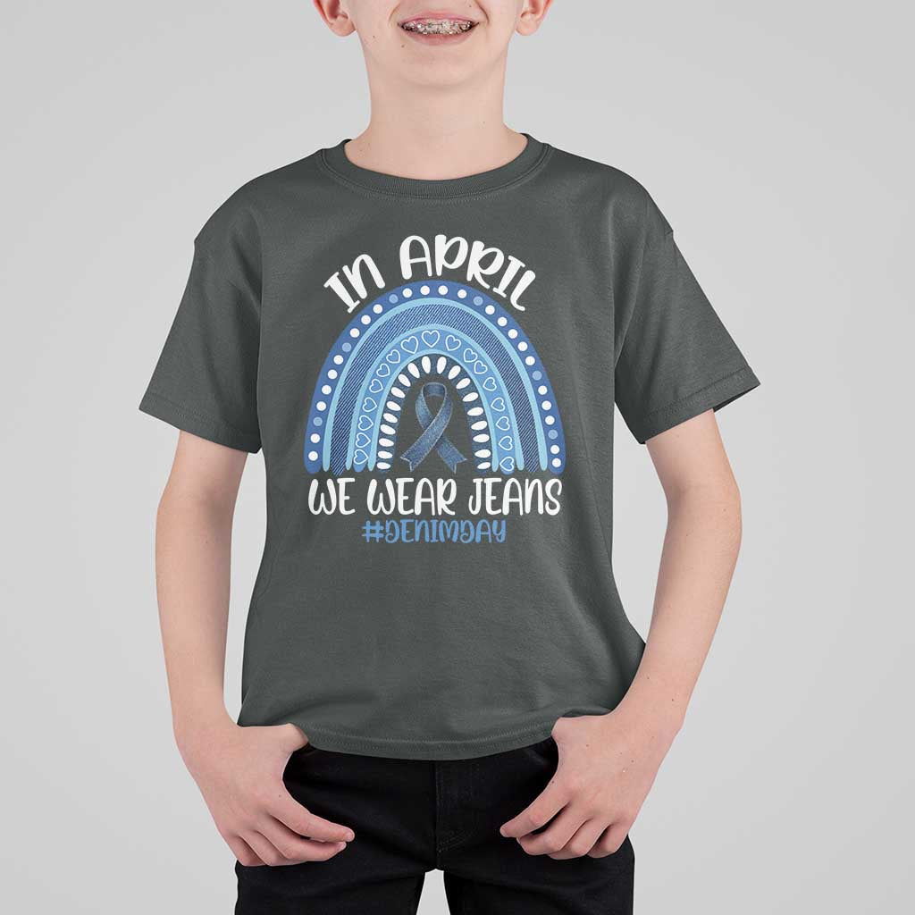 Denim Day Awareness T Shirt For Kid In April We Wear Jeans Rainbow