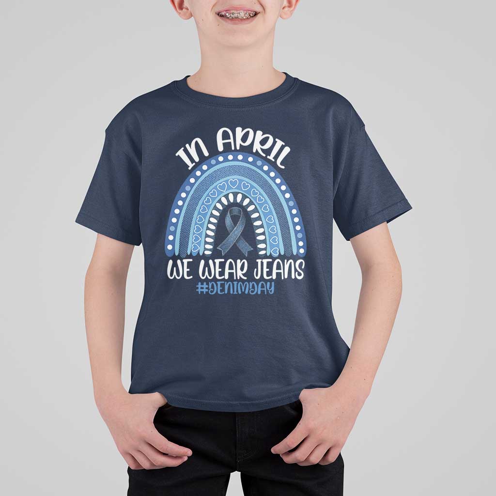 Denim Day Awareness T Shirt For Kid In April We Wear Jeans Rainbow