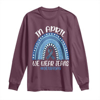 Denim Day Awareness Long Sleeve Shirt In April We Wear Jeans Rainbow
