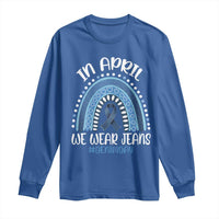 Denim Day Awareness Long Sleeve Shirt In April We Wear Jeans Rainbow