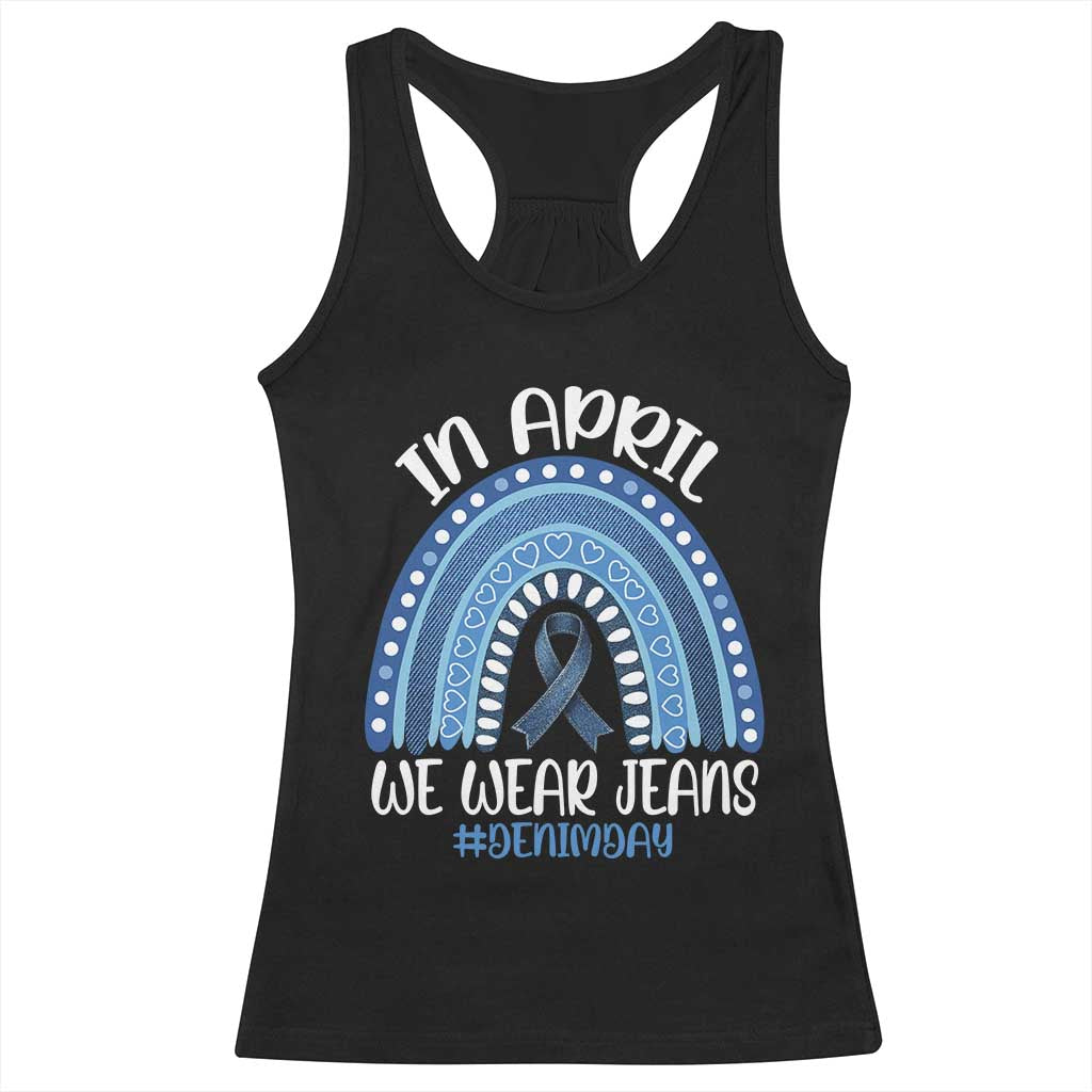 Denim Day Awareness Racerback Tank Top In April We Wear Jeans Rainbow