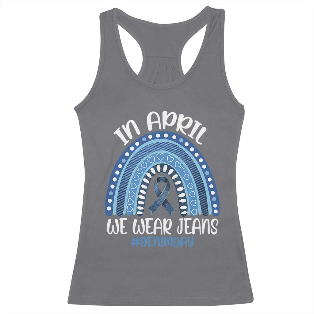 Denim Day Awareness Racerback Tank Top In April We Wear Jeans Rainbow