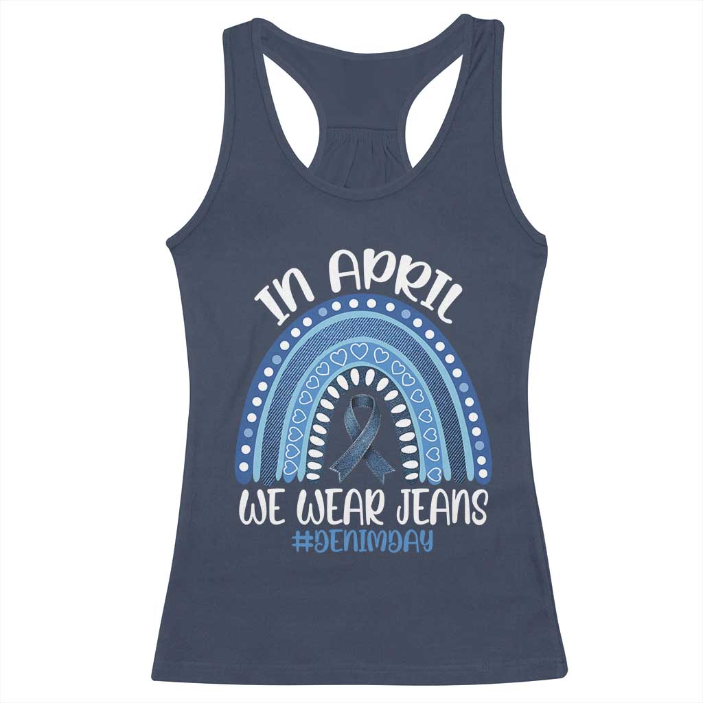 Denim Day Awareness Racerback Tank Top In April We Wear Jeans Rainbow