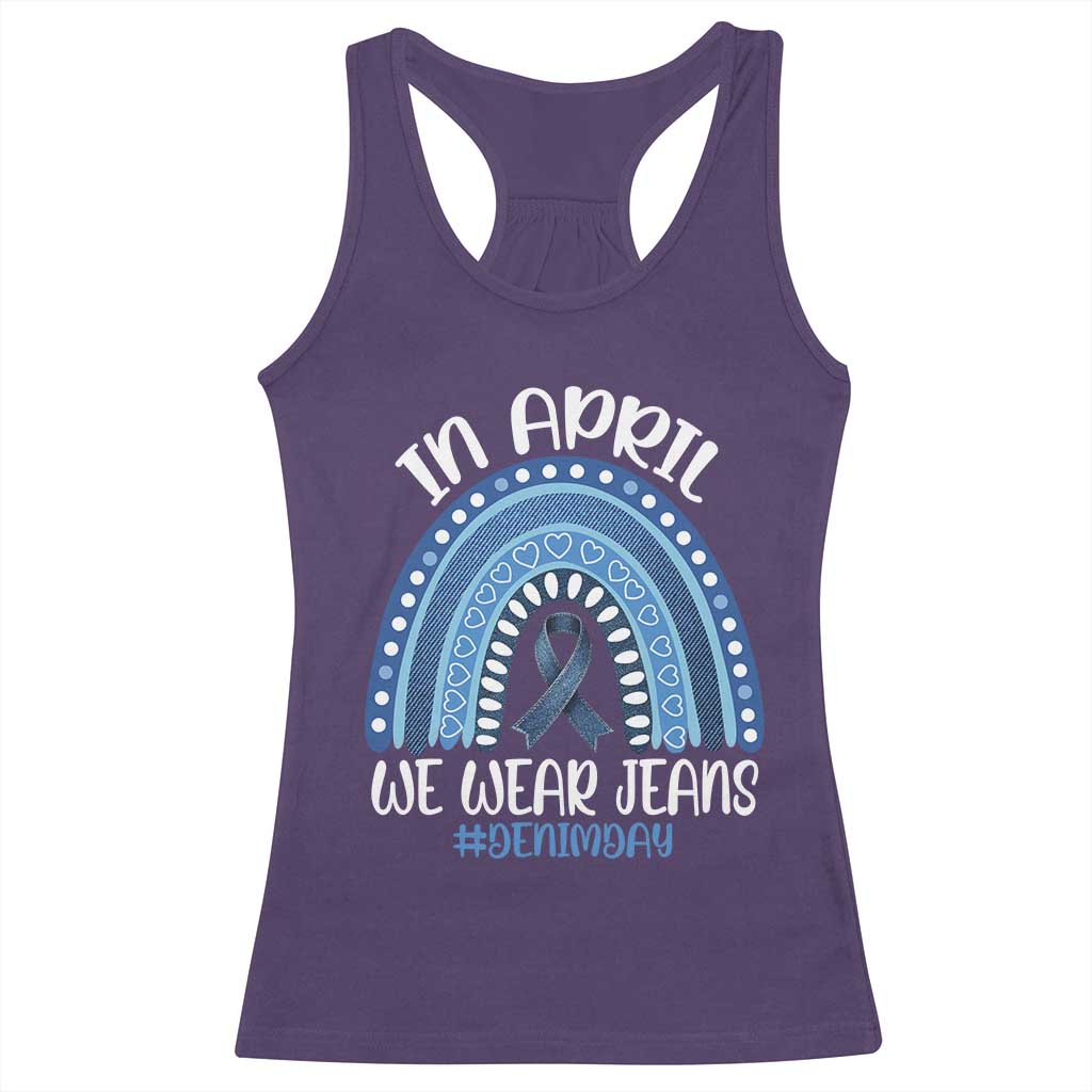 Denim Day Awareness Racerback Tank Top In April We Wear Jeans Rainbow